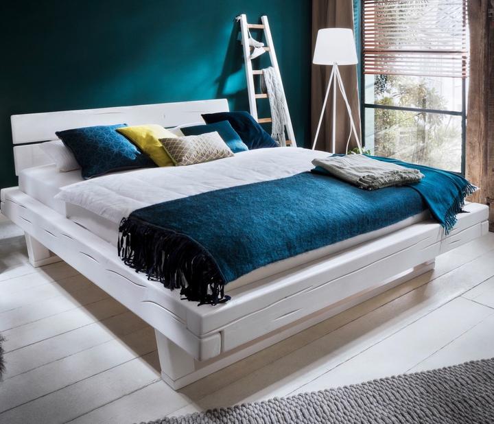 Actual product image zz_ArchivedByPCD_Mutoni wood Beam bed wooden bed Unique solid spruce white (200 x 200 cm)