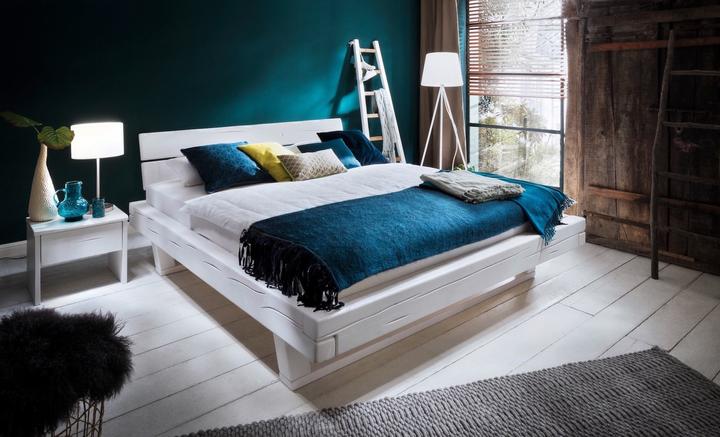 Actual product image zz_ArchivedByPCD_Mutoni wood Beam bed wooden bed Unique solid spruce white (200 x 200 cm)
