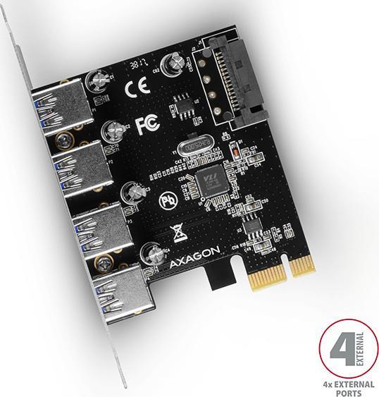 Image du produit Axagon PCEU-430VL Contrôleur PCIe 4x port USB 3.2 GEN 1, UASP, chipset VIA
