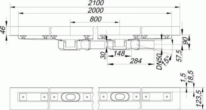 Produktbild Dallmer Duschrinne CeraLine PLAN W 2000mm, 524652, DN 50 Bauhöhe 90mm (2235 mm)