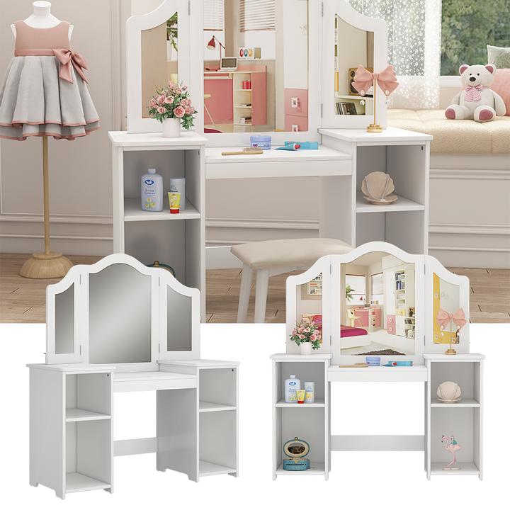 Produktbild Vicco Schminktisch für Kinder Estella, Weiss, 105 x 118 cm Mit Spiegel (41 x 105 x 118 cm)