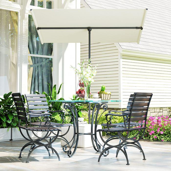 Produktbild Swisshandel24 Sonnenschirm 180 Grad drehbar Höhenverstellbar Alu 150x205cm Beige (2.05 m)
