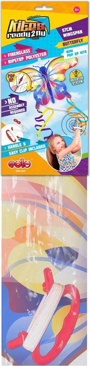 Actual product image Eolo Kites Ready 2 Fly - Pop-up Mini Nylon Kite Butterfly Rainbow