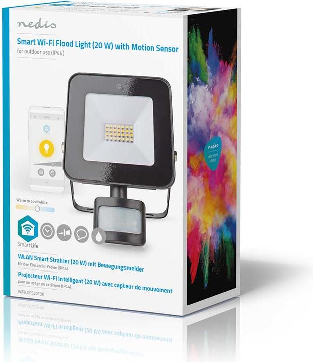 Produktbild Nedis SmartLife-Flutlicht - Bewegungssensor, 1500 lm, WLAN, 20 W, Dimmbar Weiss, 3000 (1500 lm, IP44)