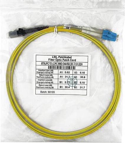 Actual product image BlueOptics Duplex fibre optic patch cable MTRJ-LC Singlemode 50 metres (50 m)