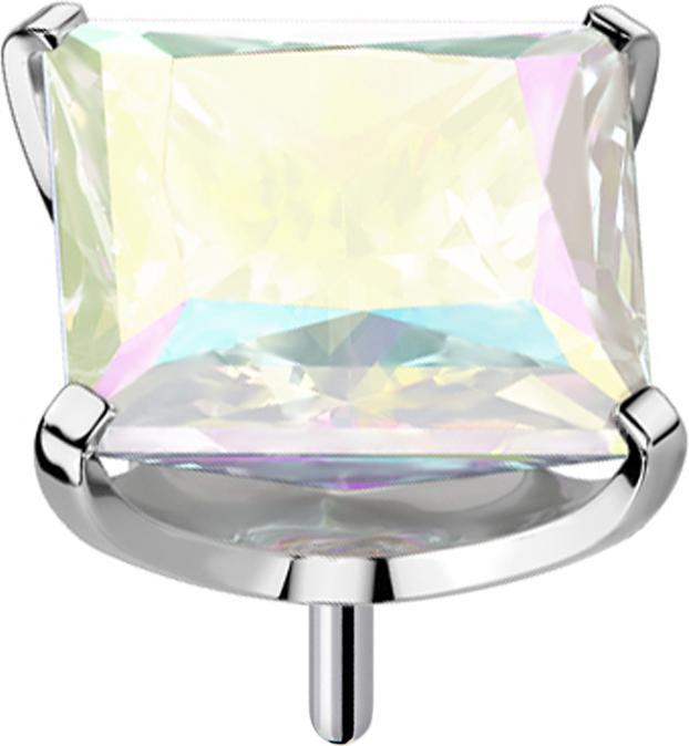 Actual product image Star Piercing Threadless silver with square crystal multicolour setting (Titanium G23)
