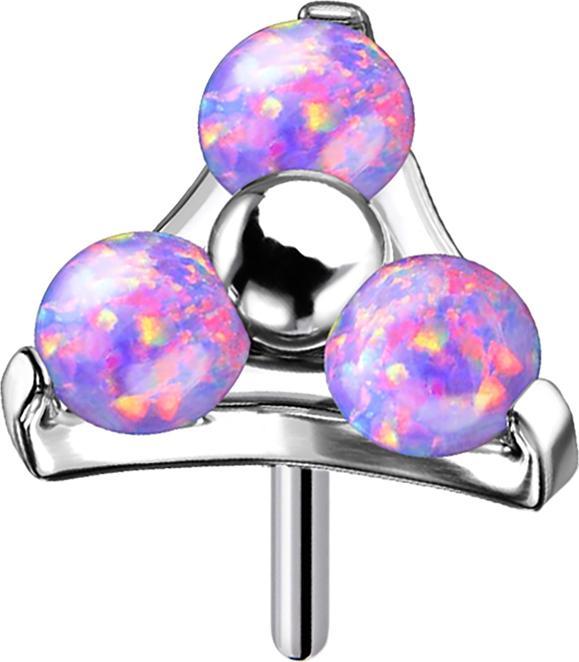 Actual product image Star Piercing Threadless silver triangle three opals violet (Titanium G23, without brass)