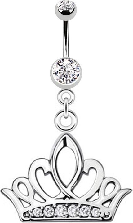Star Piercing Banane silber mit Anhänger Tiara Krone silber (Chirurgenstahl 316L, ohne Messing)