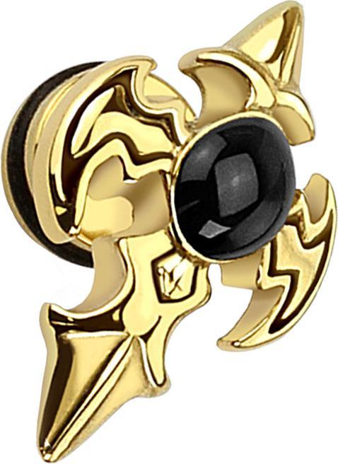 Star Piercing Fake Plug Stammes-Kreuz vergoldet (ohne Messing, Chirurgenstahl 316L)