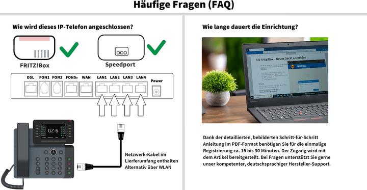 Actual product image Gequdio IP Telefon GZ-6 mit Netzteil - mit WLAN und Bluetoot