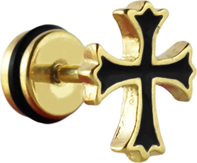 Star Piercing Fake Plug Kreuz (ohne Messing, Chirurgenstahl 316L)