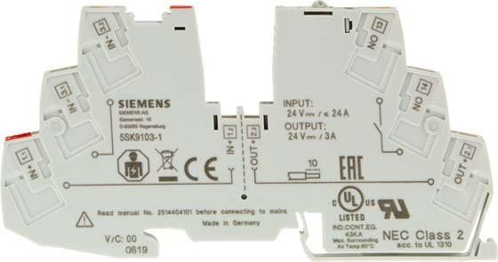 Actual product image Siemens 5SK9103-1 Device circuit breaker 3A DC24V 1 auxiliary.