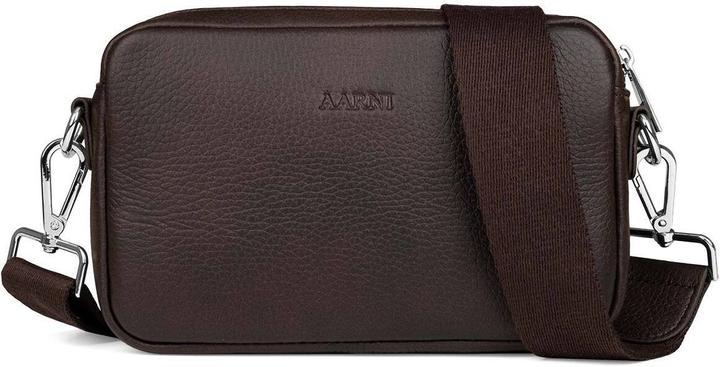 Aarni Crossbody Bag -olkalaukku, ruskea, hopea vetoketju