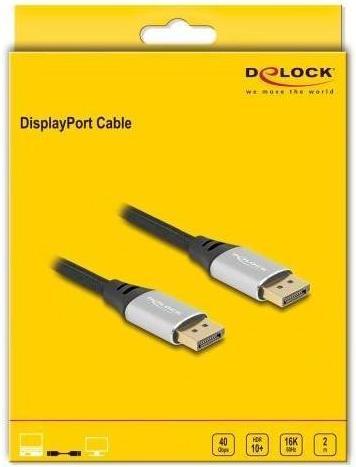 Produktbild Delock DisplayPort Kabel 16K 60 Hz 2 m silber Metall (2 m, DisplayPort)
