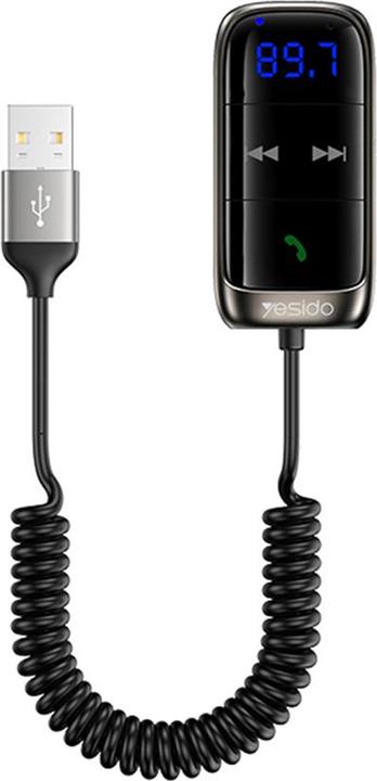 Actual product image Yesido - FM Modulator Bluetooth Car Receiver (YAU32) - LED Display, TF Card - Black