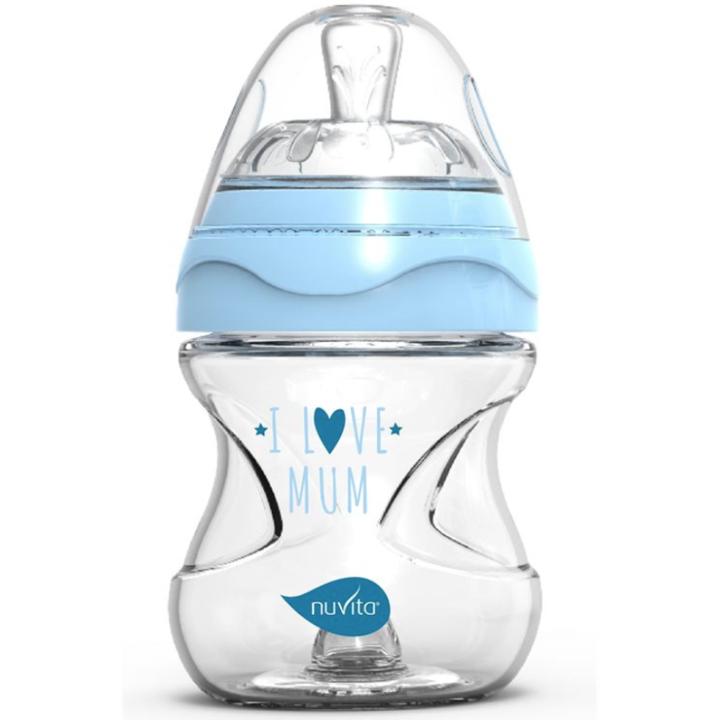 Productafbeelding Nuvita Glazen fles Antikoliek blauw 0M+ (140 ml)