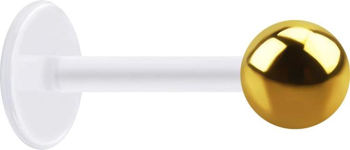 Produktbild Star Piercing Micro Labret transparent mit Kugel vergoldet (ohne Messing, Chirurgenstahl 316L, Bioflex)