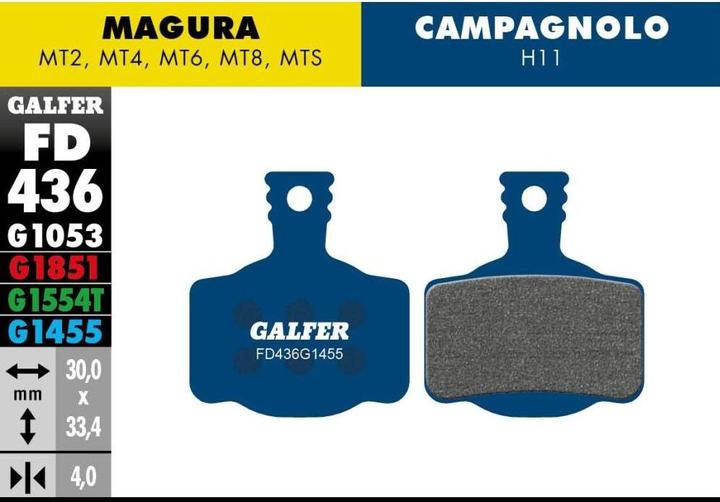 Immagine prodotto Galfer Bike GALFER Pastiglia freno FD436 Strada Magura MT2,4,6,8 / Campagnolo (Magura, Campagnolo, Semimetallico)