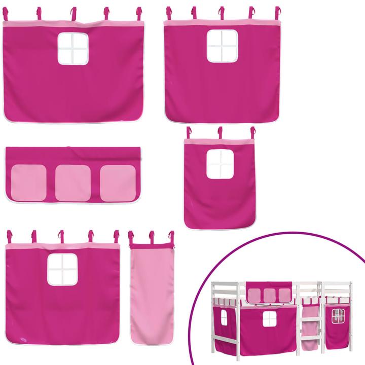 Image du produit VidaXL Lit superposé pour enfant avec rideaux Rose (90 x 190 cm)