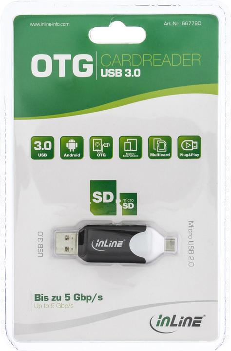 Produktbild InLine Scanner USB 3.0 und Micro USB 2.0 duale Schnittstelle (66779C) (Micro USB, USB 3.0)