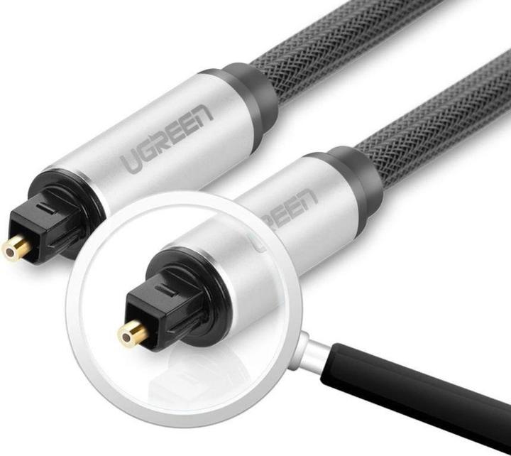 Actual product image Ugreen AV108 Toslink Audio optical cable, braided aluminium, 1.5m (grey) (1.50 m, TOSLINK)