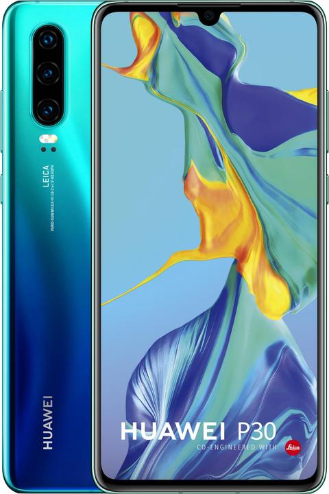 Huawei P30 (128 GB, Aurora Blue, 6.10", Dual SIM, 40 Mpx, 4G)