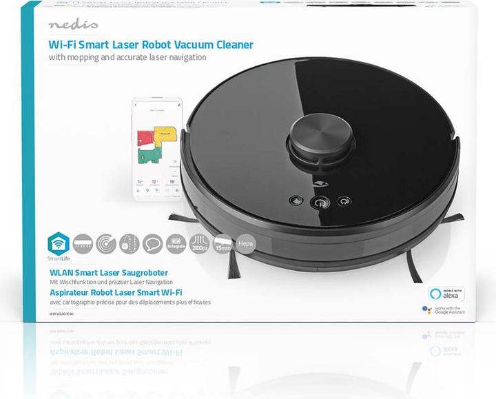 Immagine prodotto Nedis WIFIVCL001CBK- Robotický Vysavač | Laserová navigace | Wi-Fi | Kapacita Sběrné Nádrže: 0,6 l (Robot aspirapolvere)