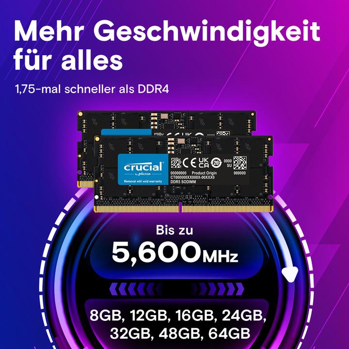 Actual product image Crucial CT16G56C46S5 (1 x 16GB, 5600 MHz, DDR5 RAM, SO-DIMM)