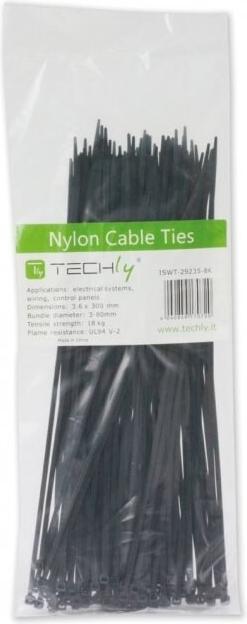 Immagine prodotto Techly 306370 Cinghie di tensione 200 x 2,5 mm, 100 pz. nero (200 mm, 100 pz.)