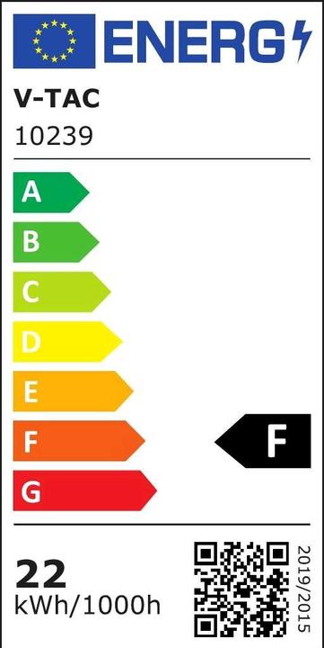 Energie-Label V-TAC VT4222 LEDSchienenstrahler mit Magnetschiene22 W, 4000 K, Schwarz, F (3500 lm)