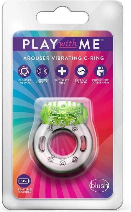 Actual product image Blush Play with Me by - Arouser Vibrating C Ring Stretchy - Glows in The Dark - Reusable, Includes 4