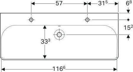 Produktbild Geberit Doppelwaschtisch Smyle Square 120 cm wei mit 2 Hahnlchern 500253011 (480 mm, 1200 mm)