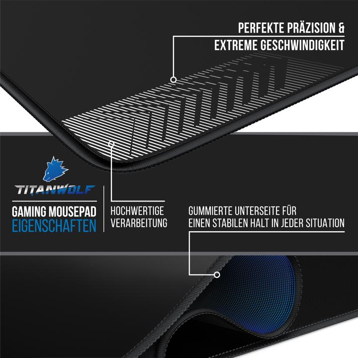 Produktbild Titanwolf Gaming Mauspad, 1000 x 500mm XXL Mausmatte, verbessert Präzision & Geschwindigkeit, schwarz (XXL)