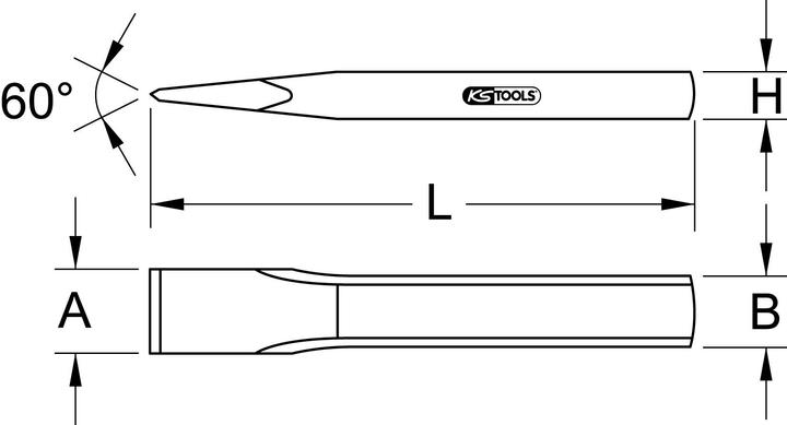 Image du produit KS Tools Ciseau de maçon, ovale plat, 33x800 mm (800 mm)