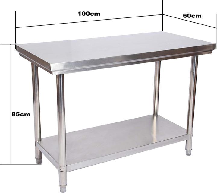 Immagine prodotto Wiltec Tavolo da lavoro in acciaio inox Tavolo in acciaio inox con ripiano per catering 100x60x85cm