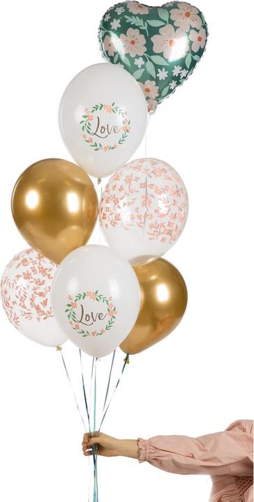 Produktbild Partydeco Luftballon Love Gold/Weiss, Ø 30 cm, 6 Stück (6 x)