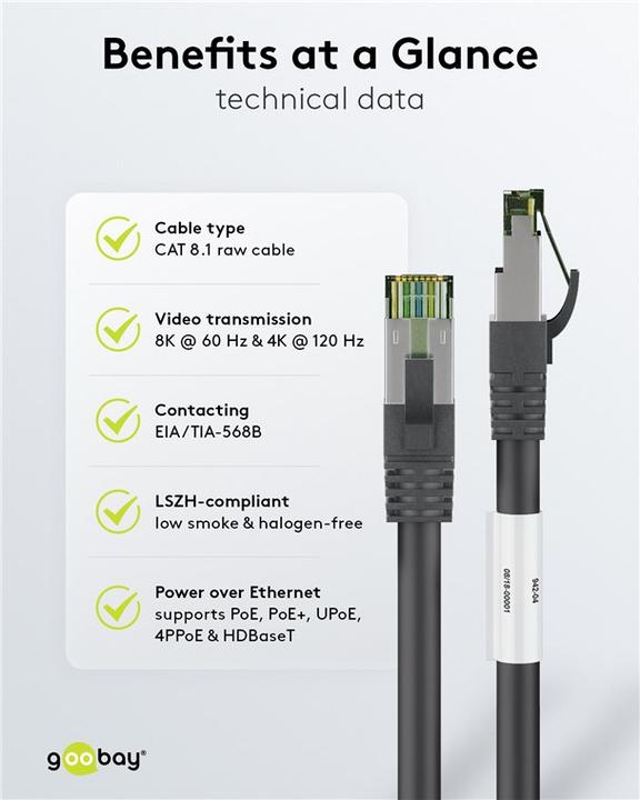 Actual product image Goobay Network cable (S/FTP, CAT8.1, 0.25 m)