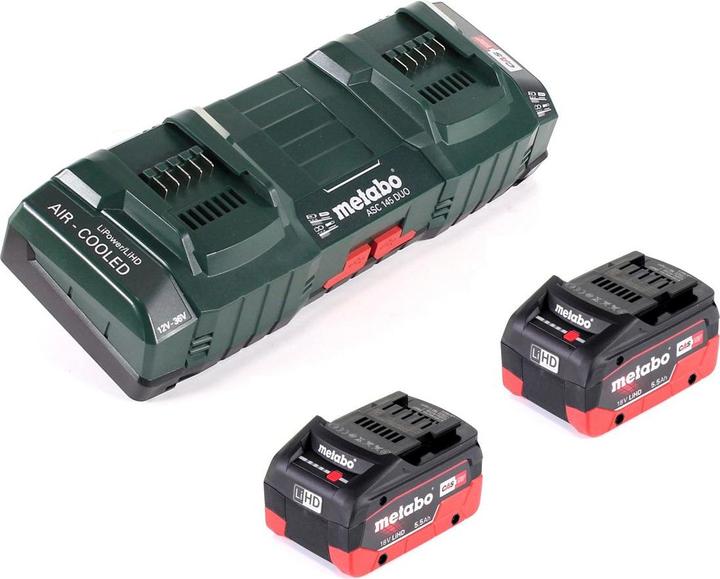 Actual product image Metabo Basic set with 2x battery LIHD 5,5Ah + ASC 145 DUO double charger (18 V)