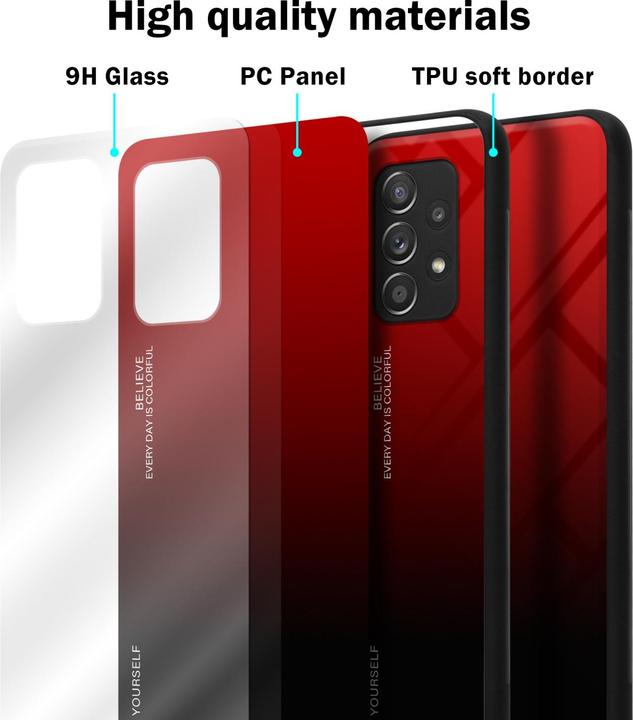 Productafbeelding Cadorabo TPU 2 Kleuren Glazen Hoesje (Samsung Galaxy A52, Samsung Galaxy A52 5G, Samsung Galaxy A52s 5G)