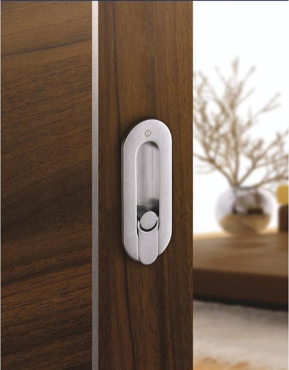Produktbild Hoppe Schiebetürmuschel Set M472 - WC, ovale Rosette, Messing verchromt matt (Türgarnitur)