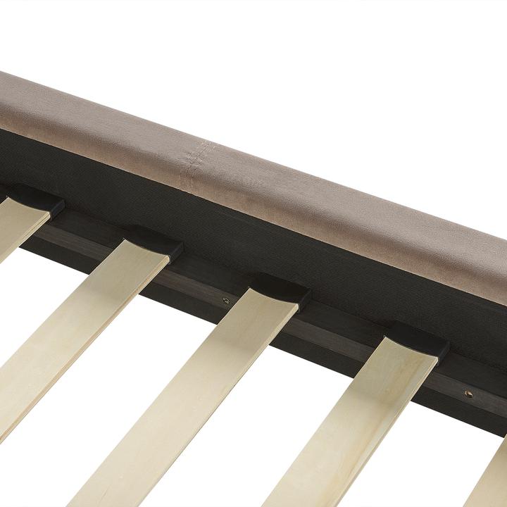 Actual product image Beliani Upholstered Bed Velvet Fabric taupe Slatted Frame 160 x 200 cm VILLETTE (160 x 200 cm)