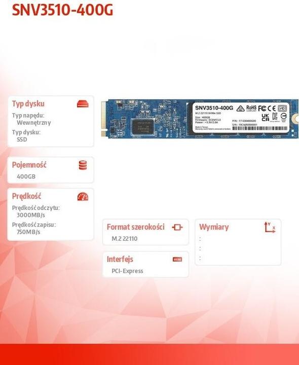 Actual product image Synology SNV3510-400G (400 GB, M.2 22110)
