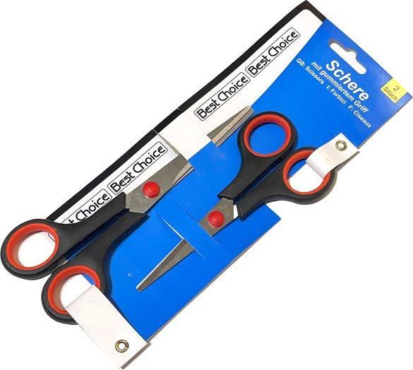 Image du produit Best Choice Ciseaux de qualité 2 pièces 17+14cm avec revêtement en caoutchouc. Poignée (31 cm)