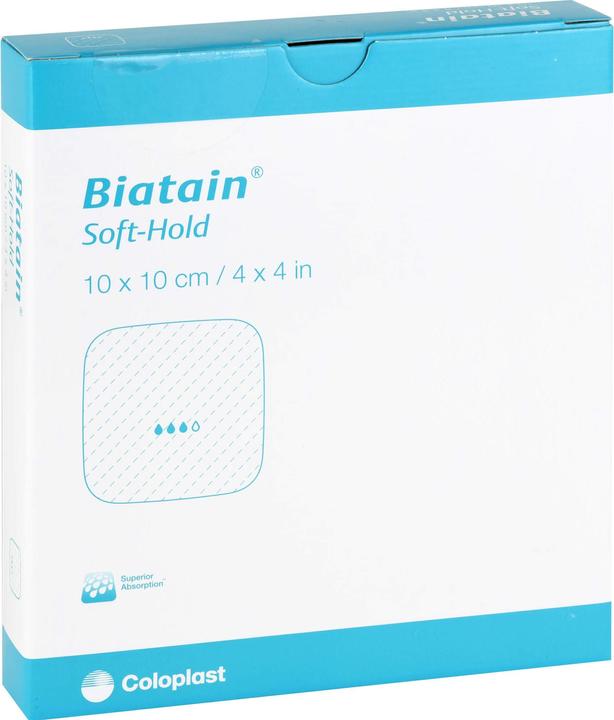 Actual product image Coloplast Biatain Soft-Hold foam dressing gently adhesive 10 x 10 cm, 5 pcs. Wound dressings