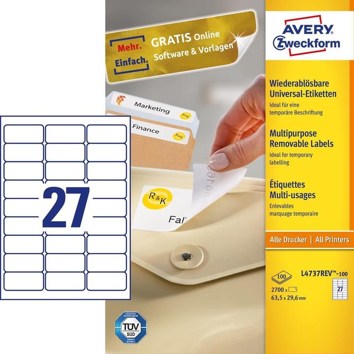 Image du produit Avery Étiquettes universelles, amovibles