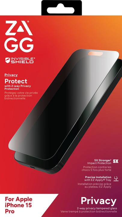 Actual product image Zagg Invisibleshield Glass Elite (1 Piece, Apple iPhone 15 Pro)