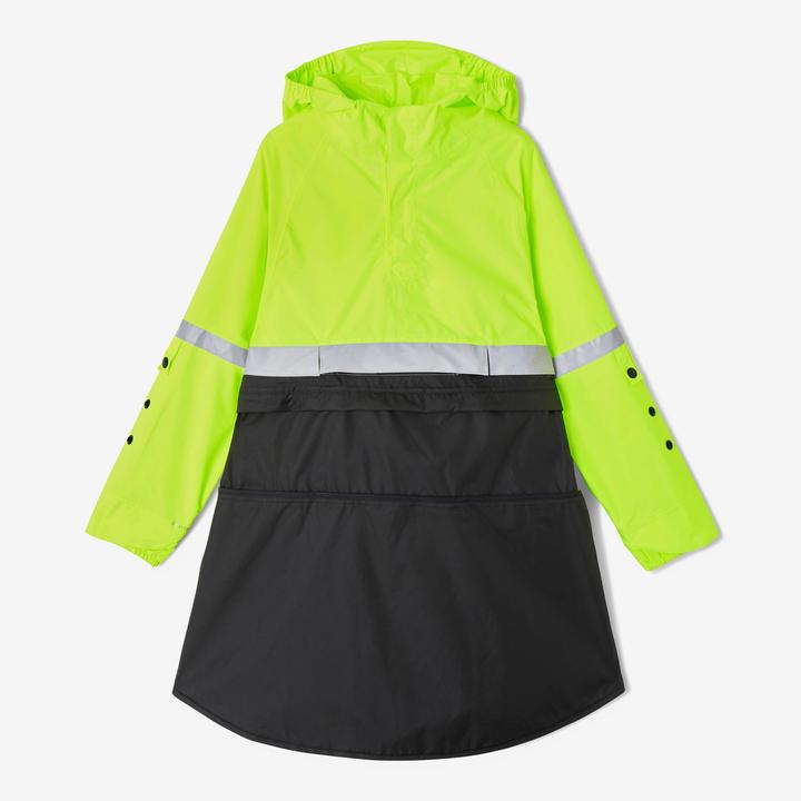 Produktbild Btwin Fahrrad Regenponcho Sichtbarkeit Tag und Nacht Kinder schwarz/neongelb (140)