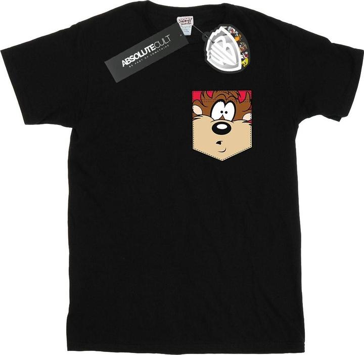 Looney Tunes Tasmanian Devil Face Faux Pocket TShirt (M)
