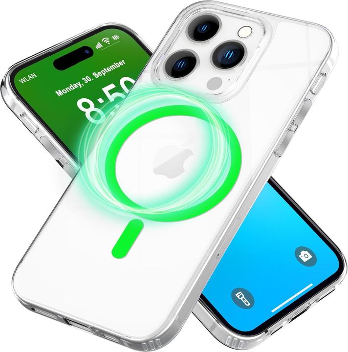 Immagine prodotto Nalia Custodia rigida trasparente, l'anello MagSafe si illumina al buio (Apple iPhone 16 Pro Max)