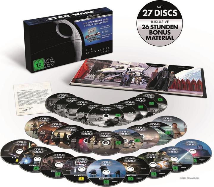 Star Wars - La saga Skywalker 4K UHD Box avec bonus (Blu-ray, 2020, Allemand)
